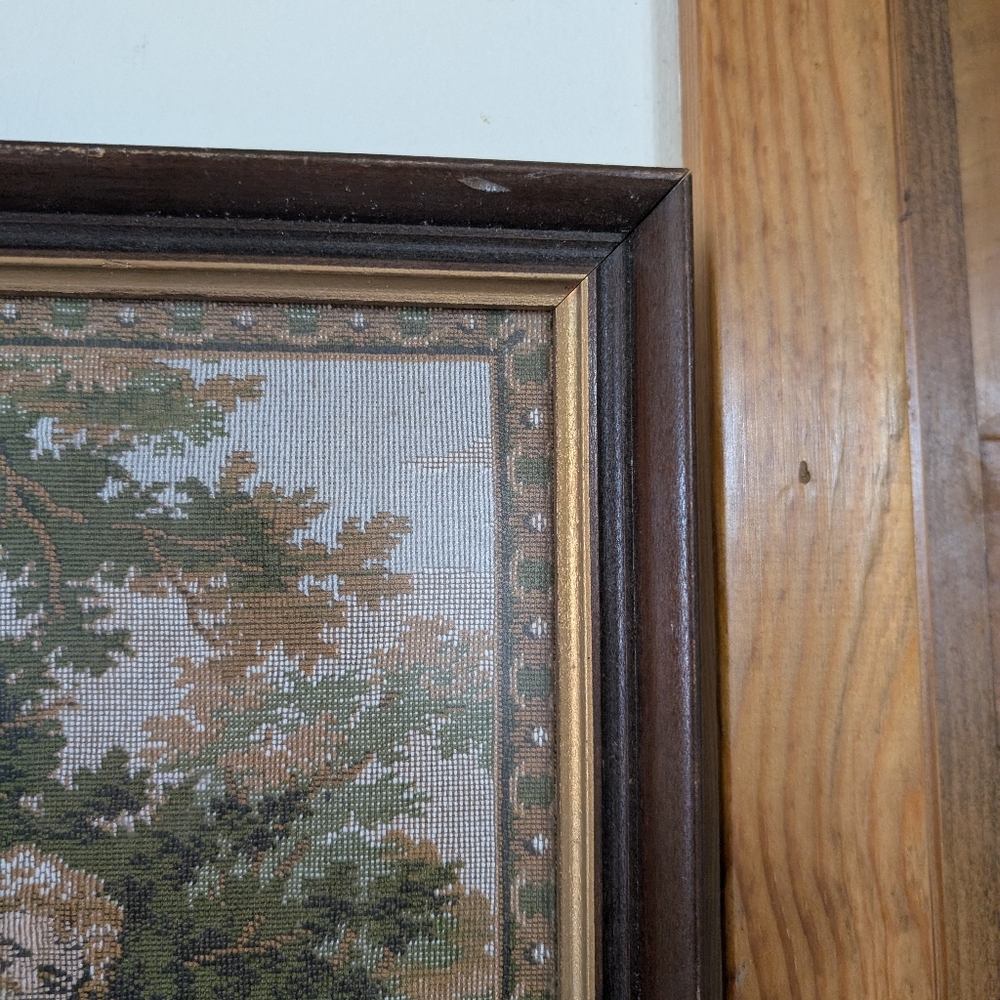 Beautifully Framed Tapestry French Or Victorian Style Antique Vintage Farmhouse - Picture 9 of 17